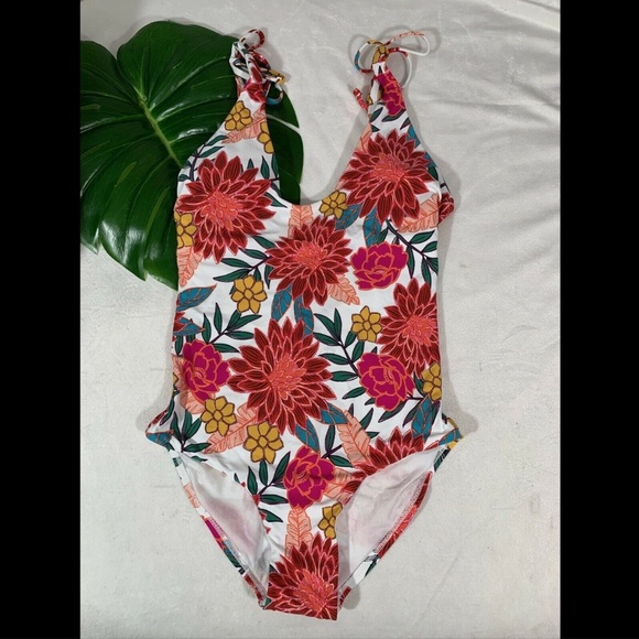 NWT! Sunn Lab Swim Floral Tie Shoulder One Piece‎ Swimsuit [ SZ Small ] - Picture 1 of 14